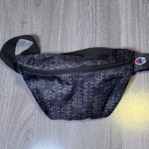 Champion Black Allover Logo Belt Bag